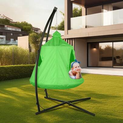 MAMIZO X-Shaped Hammock Chair Stand W/Swing Chair, Hanging Tree Tent Canopy W/Steel Frame, Indoor Outdoor Egg Basket Patio Seat W/Adjustable Solid Stand, Bedroom Porch Balcony Garden 330lb