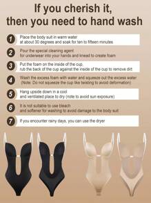 Sports Outdoor 1PC European And American Hot Sexy, Invisible Shoulder Straps, Backless Bodysuit, Bras, Seamless Deep V Shapewear Women Gym Accessories - Beige - View 11