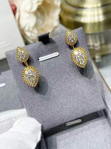 流行的水滴鑽耳環，時尚獨特，韓國設計師設計，優雅的派對首飾禮物 - 水滴耳環 - 查看 2