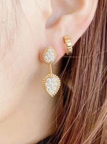 流行的水滴鑽耳環，時尚獨特，韓國設計師設計，優雅的派對首飾禮物 - 水滴耳環 - 查看 4