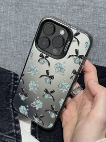 1pc Fashion Floral & Bowknot Pattern Printed Anti-Drop Phone Case Compatible With Apple & Samsung Series - Multicolor - View 3