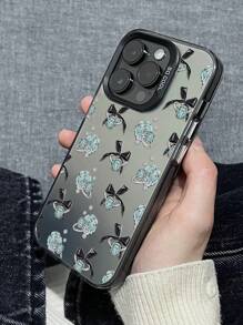 1pc Fashion Floral & Bowknot Pattern Printed Anti-Drop Phone Case Compatible With Apple & Samsung Series - Multicolor - View 2