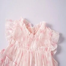 年轻女孩 2024 新款夏季碎花公主裙，带荷叶边 - 粉色 - 查看 3