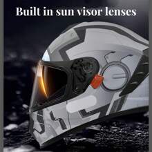 AD 1 szt. Certyfikowany kask motocyklowy na rower elektryczny DOT&ECE, uniwersalny, całoroczny, motocyklowy kask integralny z dwoma wizjerami