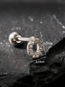 1 Miếng Cổ điển Thời trang Chữ cái Đồ trang sức Nam Xỏ lỗ tai Khối Zirconia  Tiếng Anh Tên viết tắt Đinh ốc Trở lại Bông tai stud Dành Cho Nam Và Nữ - Bạc - Xem 16