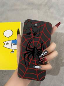 1pc Black Spider Web Design Shockproof Soft Phone Case Compatible With IPhone, Compatible With Huawei, Honor, Compatible With Xiaomi, Compatible With Redmi, Compatible With Oneplus, Compatible With Pixel, Compatible With Samsung,International Version, Not The Domestic Version - Black - View 3