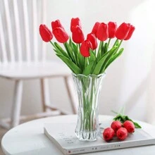 1/3/10/20pcs Premium Artificial Flowers, Real Touch Tulips Bouquet, Artificial Flowers For Wedding Room Home Hotel Party Event Valentine's Day New Years Gifts, Valentine Day, Gift Birthday Graduation - Red - View 5
