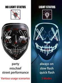 1 mascarilla LED V-Face, 1 par de dedales iluminados, 1 mascarilla LED de signo de dólar, 1 mascarilla LED de calavera, 1 mascarilla LED de conejito, máscara de conejita, máscara de pirata de un solo ojo, máscara de cosplay de fiesta y carnaval, suministros para hacer ambiente de fiestas, accesorios de evento festivo, lámpara mágica de dedo brillante, accesorios de fiesta para hacer bromas, accesorios mágicos, accesorios de fiesta, baile de dedo brillante, máscara decorativa de broma, 3 modos de luz, juguetes de fiesta familiares, accesorios de fiesta para hombres y mujeres, máscaras de disfraz de Navidad, Halloween y Pascua, regalo de fantasía - Multicolor - Ver 16