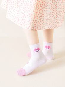 Conjunto de 5 pares de calcetines para niñas con tono de color rosa, calcetines finos de malla para primavera y verano. Los diseños son de flores blancas, rosas, personajes de dibujos animados, lindas rayas, flores bonitas, lazos lindos, conejos lindos, corazones, dopamina, etc. Variedad de diseños adecuados para escolares y niños. Calcetines de media pantorrilla y tobilleros disponibles para estilos animados, elegantes, dulces, de princesa y escolares.