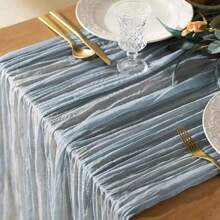 Balinese Gauze Crinkle Table Runner, European Style Linen Tablecloth Bohemian Style Table Runner For Wedding, Birthday, Party Decoration 180cm/70.87 Inch 300cm/118.11 Inch (1pc)