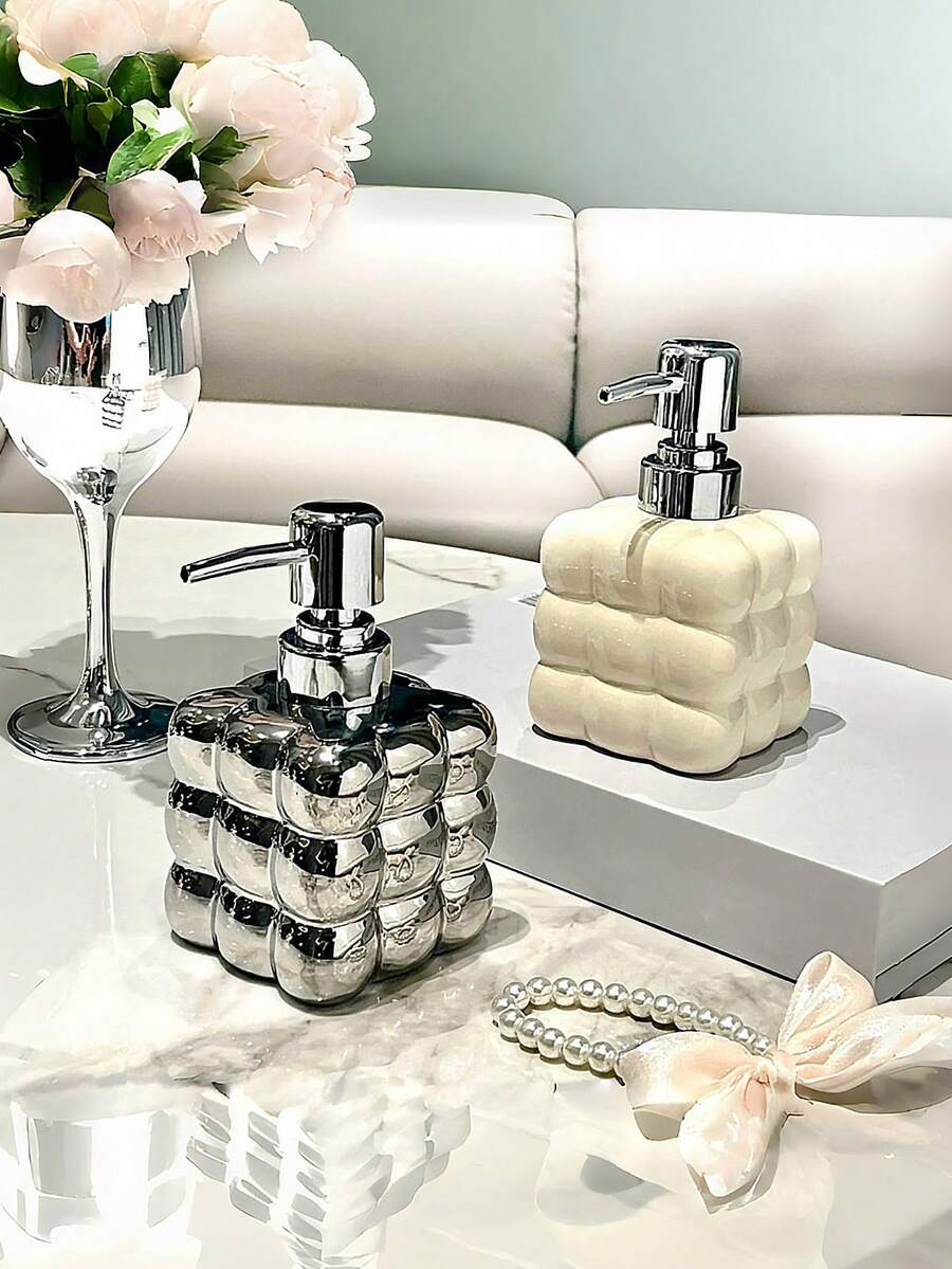 1 Miếng Gốm sứ Thiết kế đám mây Chai có thể nạp lại , Lý tưởng Đối với Xà bông , , Dầu gội đầu , Dầu xả In Phòng tắm - Bạc - Xem 1