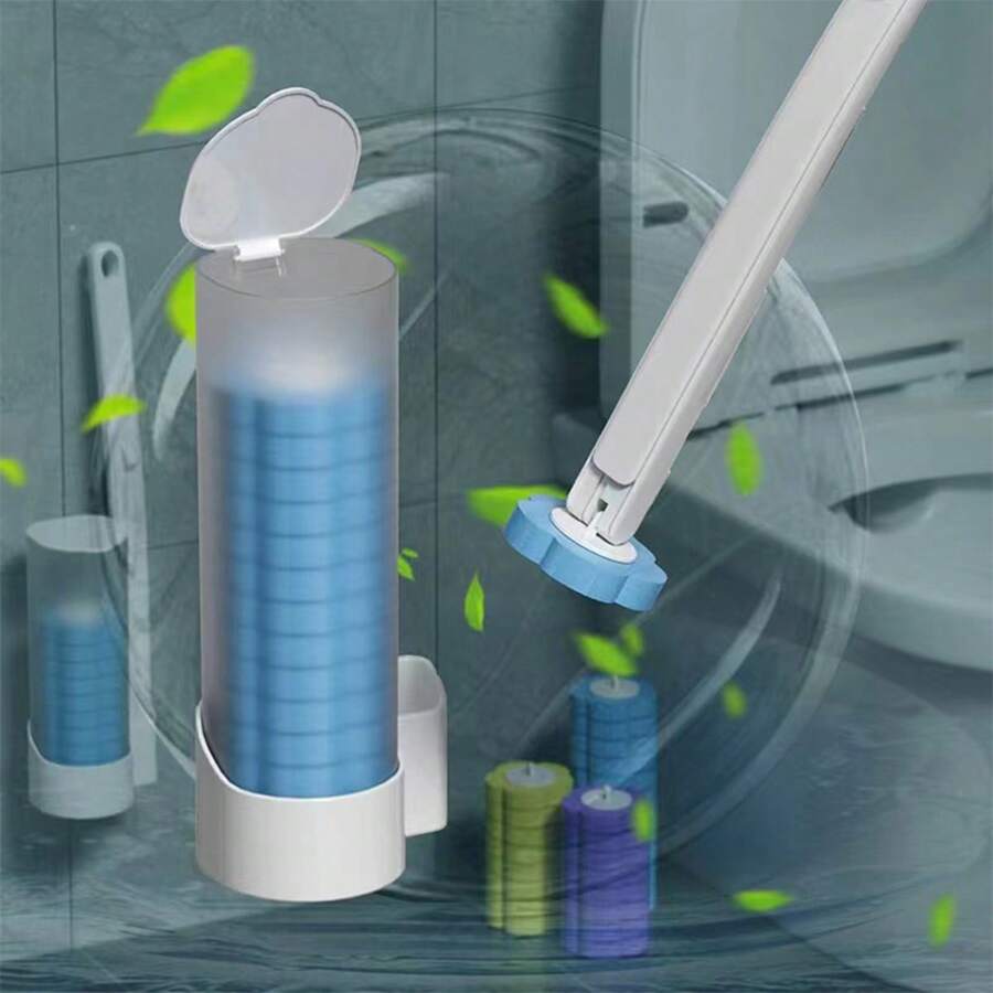 Disposable Bath Brush, Toilet Brush With Cleaning Agent, Bathroom Long Handle Cleaning Tool, Disposable Toilet Brush Replacement Head, Bathroom Accessories Disposable Toilet Brush Set - Dissolving Replacement Head, Easy To Clean And Remove Stains! Wall-Mounted Toilet Brush With Cleaning Solution, Disposable Toilet Brush Holder Set With Toilet Brush Refills, Toilet Cleaning Tool, Bathroom Accessory, Disposable Toilet Brush Set, Sterile Cleaning Brush Heads, Home Toilet Brush Bathroom Decor Fall Decor