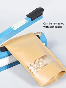 50 Cái Túi Giấy Tự Niêm Phong, Túi Bảo Quản Thực Phẩm Visual Seal Túi Cà Phê Túi Đứng, Hoàn Hảo Cho Việc Bảo Quản Và Đóng Gói Trong Nhà Bếp, Thích Hợp Cho Kẹo Cà Phê Trà Hạt V. V. Đồ Dùng Học Tập Túi Thực Phẩm Hộp Thực Phẩm Thích Hợp Cho Kẹo Bánh Quy Sô Cô La V. V. - Màu Khaki - Xem 4