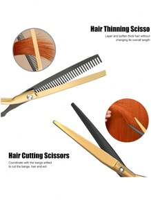 Set de tijeras para cortar el cabello, tijeras para peluquería, tijeras de corte y de adelgazamiento, tijeras de acero inoxidable para peluquería con peine, set profesional de tijeras para el cabello para salones, herramientas para el cabello, productos y accesorios para peluquería, salón de belleza y artículos esenciales de viaje