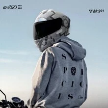 AD 1 szt. Certyfikowany kask motocyklowy na rower elektryczny DOT&ECE, uniwersalny, całoroczny, motocyklowy kask integralny z dwoma wizjerami