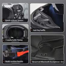 AD 1 szt. Certyfikowany kask motocyklowy na rower elektryczny DOT&ECE, uniwersalny, całoroczny, motocyklowy kask integralny z dwoma wizjerami