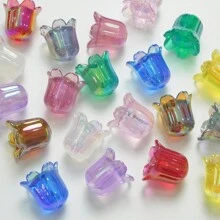 20入組1.5cm X 1.3cm混合顏色百合花,耀眼的diy手工項鍊,吊墜配件,黃玉和琥珀色的珠寶製作材料 - 彩色 - 查看 7