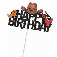 Western Cowboy Themed Cake Toppers Decoration Set - Cowboy Hat, Boots, Guns Design Cake Decorations - Multicolor - View 7