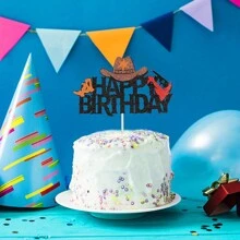 Western Cowboy Themed Cake Toppers Decoration Set - Cowboy Hat, Boots, Guns Design Cake Decorations - Multicolor - View 6