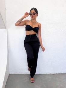 Women Pants - 黑色 - 查看 3