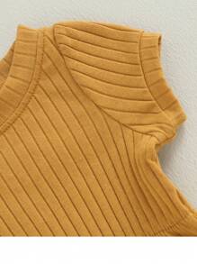 Baby Girl Clothing Short Sleeve Ribbed Romper Bodysuits With Headband Summer Outfits Set