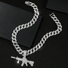 1只男士個性化合金立體鑽石槍吊墜項鍊,歐美男士嘻哈酷炫、霸氣項鍊 - 嘻哈吊墜 - 查看 22