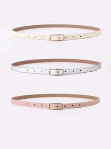 3入組女式休閒長方形扣帶,簡單裝飾設計 - 彩色 - 查看 2