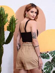 Women Shorts - Khaki - View 3