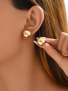1雙迷你、簡單、時尚、耐配的鋼珠耳針。涼感色調,女性日常穿戴的可愛飾品 - 金色 - 查看 9