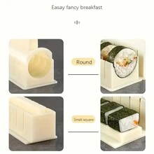 1 Set Sushi Mold Tools Kit, 3pcs Rice Roll Mold, Seaweed Roll Making Tools, Including Round, Heart, Square Sushi Mold