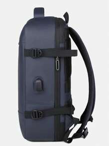 Bolsa Mochila Feminina Masculina Notebook Executiva Usb- Impermeavel viage - Azul - Visão 4