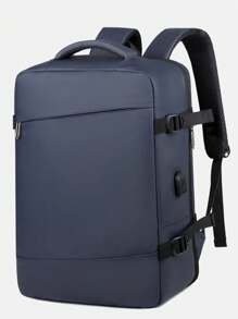 Bolsa Mochila Feminina Masculina Notebook Executiva Usb- Impermeavel viage - Azul - Visão 1
