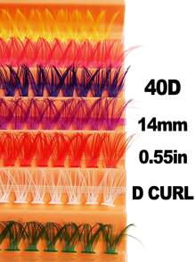 Asiteo 彩色睫毛簇 140 片 7 色混合睫毛延长簇段自然纤细单根睫毛，DIY 居家睫毛簇、睫毛簇、单根睫毛、睫毛、假睫毛 - C - 查看 3