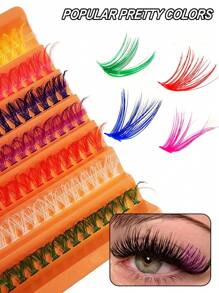 Asiteo 彩色睫毛簇 140 片 7 色混合睫毛延长簇段自然纤细单根睫毛，DIY 居家睫毛簇、睫毛簇、单根睫毛、睫毛、假睫毛 - C - 查看 6