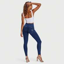 WR.UP® Denim - 3 Button High Waisted - Full Length - Dark Blue + Yellow Stitching - Màu xanh lam - Xem 5