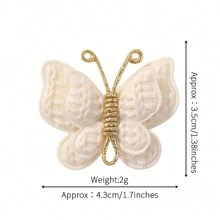 bilicaca 2/4pcs Handmade Knitted Yarn Butterfly Hair Clips, Soft Solid Color Versatile Hair Accessories For Baby - Brown - View 6