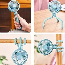 1 Pc Octopus Design Portable Stroller Fan,Rechargeable Handheld Mini Fan - Black - View 5