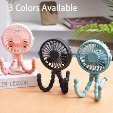 1 Pc Octopus Design Portable Stroller Fan,Rechargeable Handheld Mini Fan - Black - View 2