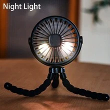 1 Pc Octopus Design Portable Stroller Fan,Rechargeable Handheld Mini Fan - Black - View 4
