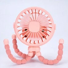 1 Pc Octopus Design Portable Stroller Fan,Rechargeable Handheld Mini Fan - Black - View 8