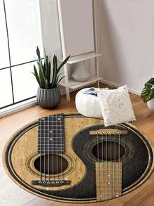 1 Miếng Tai Chi Đàn ghi ta Âm nhạc Phong cách Polyester Chất xơ Tấm thảm tròn Với Không trượt Textured Đáy , Thích hợp Đối với Nhiều loại - Nhiều màu - Xem 1