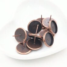 20pcs 6-20mm Inner Size Round Earring Studs Blank Base Tray DIY Earrings Jewelry Making Accessories With Earring Pins Back Stoppers