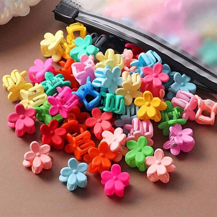 20/30 Piezas Bonitas Garras Para El Cabello Con Diseño De Flor Y Color Aleatorio Para Niñas, Accesorios De Cabello De Moda Para La Vida Diaria, Hermosos Regalos - Multicolor - Ver 4