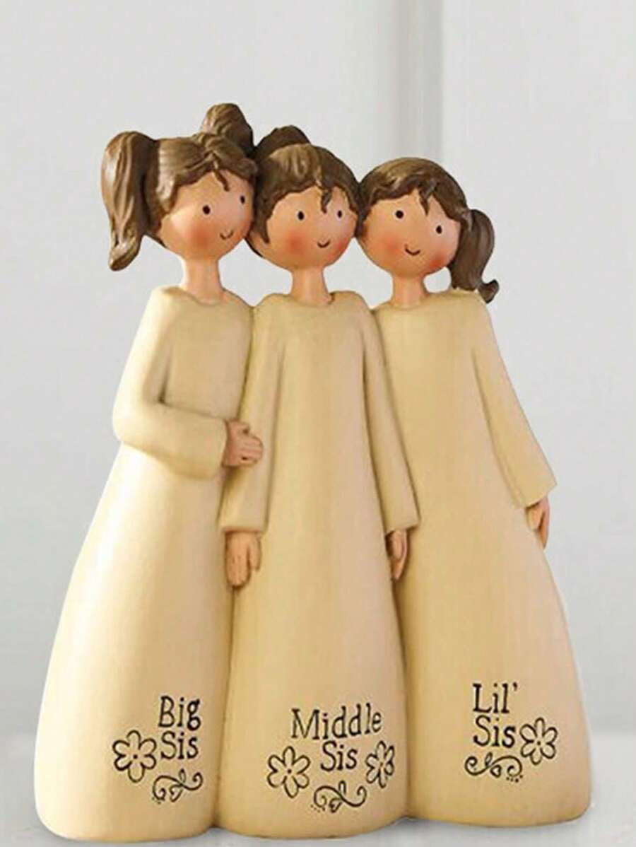 燕燕天使姐妹朋友温暖的怀抱，姐妹是永远的朋友雕像树脂桌面艺术摆件家居装饰雕像守护天使雕像女性天使（三姐妹）最佳礼物 - 彩色 - 查看 1