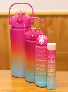 Juego De 4 Botellas De Agua Deportivas De Plástico, Portátiles Y De Gran Capacidad, Adecuadas Para Deportes Al Aire Libre - Color aleatorio - Ver 6