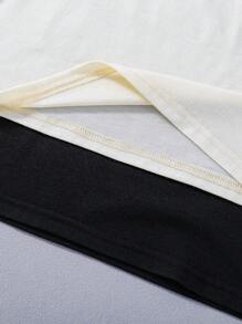 2pcs/Set Young Boy Race Car & Letter Print Top And Solid Drawstring Waist Shorts - Multicolor - View 5