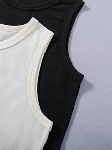 2pcs/Set Young Boy Race Car & Letter Print Top And Solid Drawstring Waist Shorts - Multicolor - View 4