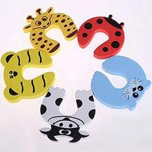 5 Pack Finger Pinch Guard Door Stopper Baby Children Safety Cartoon 7 Animals Stop Clip Silencer Clamp Anti-Slamming Anti-Lock Hand Guards Security EVA Foam Cushion For Parents Kids Toddlers - 5-pack (multi-color Mixed Hair) - View 4