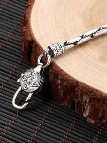 Bracciale da uomo con chiusura vajra vintage e decorazione in osso di serpente, minimalista e