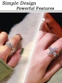 925 Sterling Silver Fidget Spinning Windmill Rings For Women Adjustable Size Statement Ring Fashion Creative Design Best Gifts Jewelry - Windmill - View 2